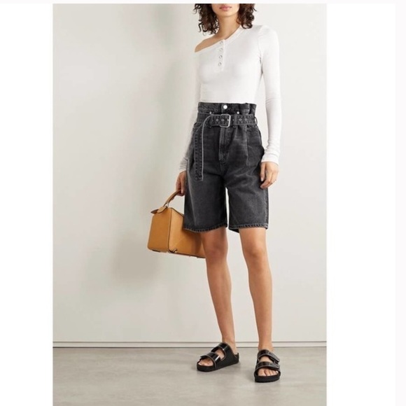 NWT AGOLDE x REVOLVE Black Reworked 90s Short Cinched Waist in Pave Size 31